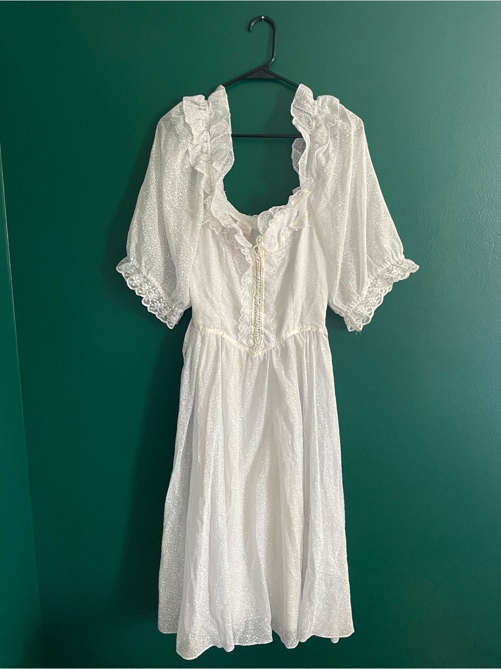 VINTAGE • GUNNE SAX ETHEREAL PASTEL FLORAL COTTON COQUETTE PRAIRIE BODICE DRESS
